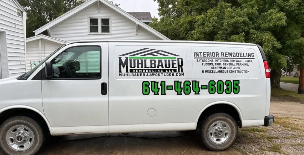 Muhlbauer Remodeling work truck on a job site